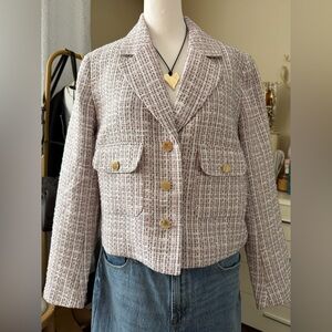 Nine West Multicolor Tweed Blazer with Gold Buttons